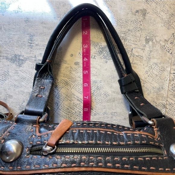 Carla Mancini Top Stitched Black Leather Satchel - Picture 14 of 14